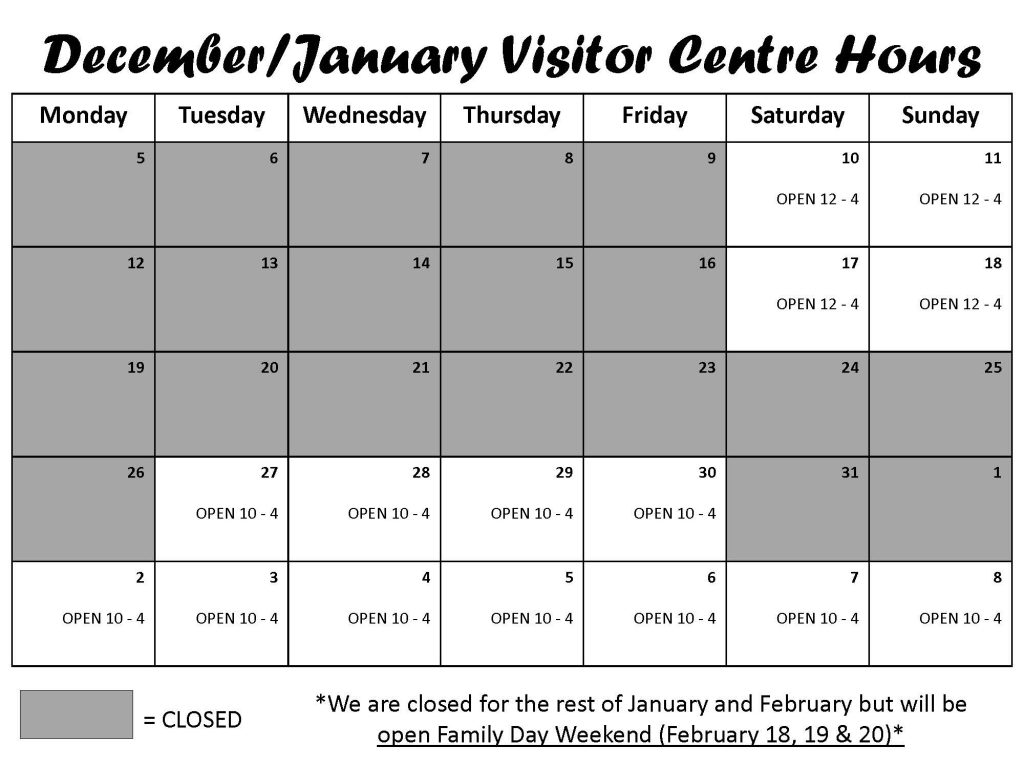 Calendar Winter Hours